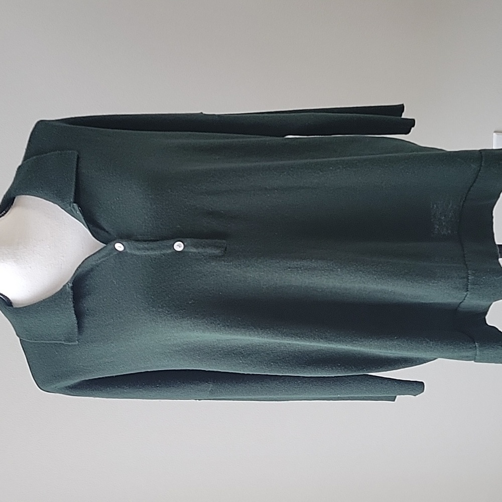 Tuckernuck Dark Green Clayton Knit Polo 3/4 Sleeves‎ Linen Women Sz M/L - Picture 2 of 16